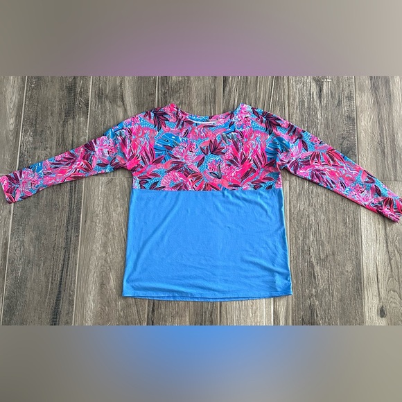Lilly Pulitzer Tops - Lilly Pulitzer Pink and Blue Floral Long Sleeve Tee